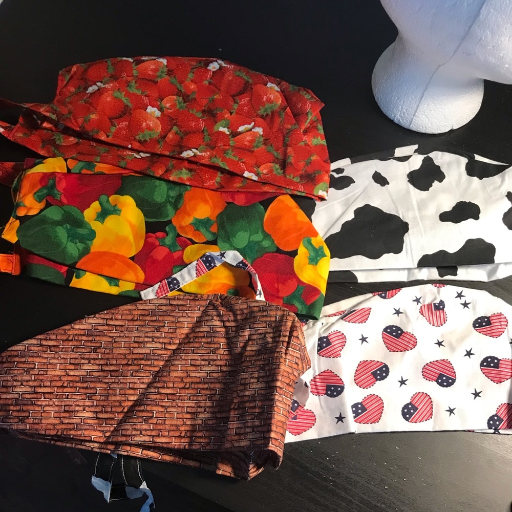 Set of 5 hand made Chef Hats or Scrub Hats